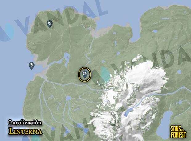 Sons of the Forest - Localización de la linterna en el mapa