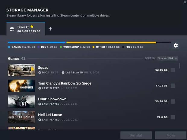 Nuevo administrador de almacenamiento de Steam