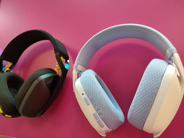 Logitech G435 en negro y amarillo y en blanco y lila.