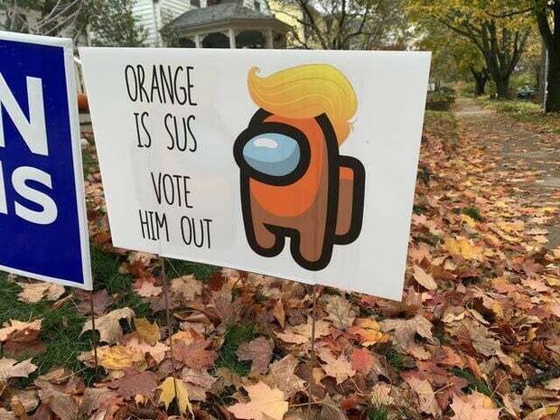 Meme de 'sus' de Among Us contra Donald Trump.