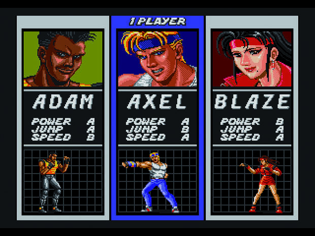 El trío protagonista del primer 'Streets of Rage'.