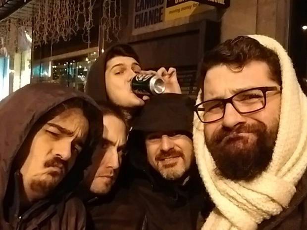 De izquierda a derecha, Enrique Alonso (Eurogamer), Jorge Cano (Vandal), Montero, Alfonso Gonzlez y Csar Daz, ambos de Antihype.