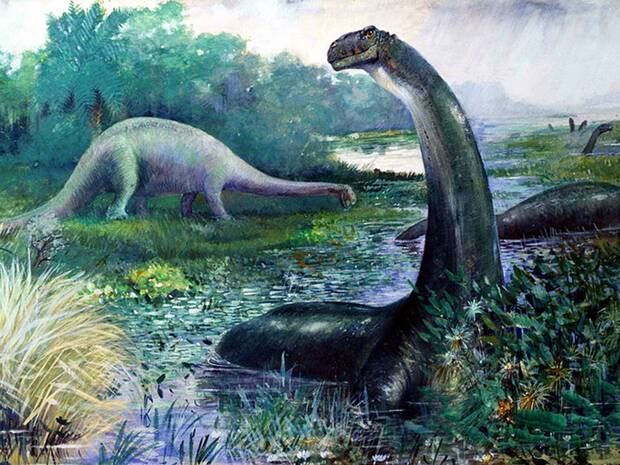 Dinosaurios en un pantano