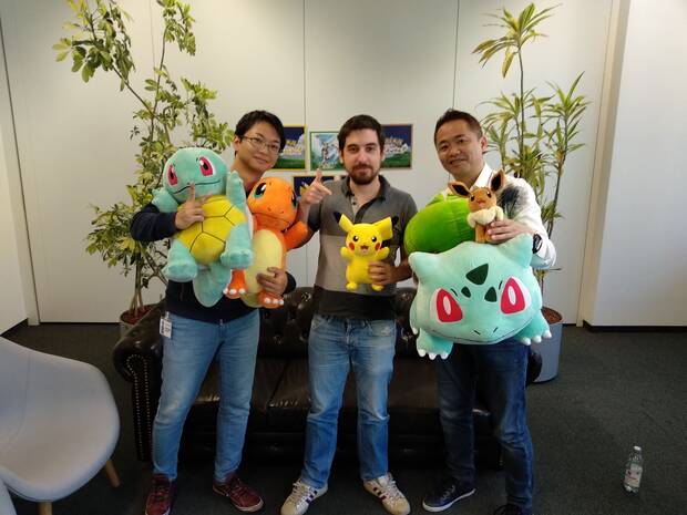 González con Junichi Masuda y Kensaku Nabana en la presentación de Pokémon Lets Go, Pikachu! / Let_s Go, Eevee! en Frankfurt.