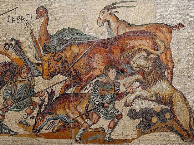 Fresco de leones en el Coliseo