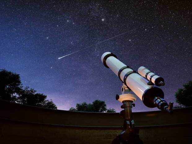 Representación artística de un telescopio observando el cielo
