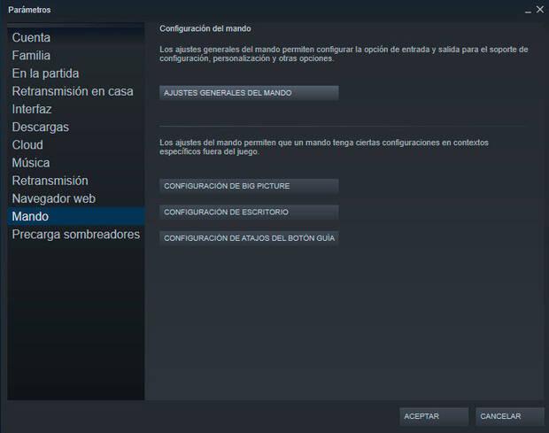 Mando de PS4 en Steam
