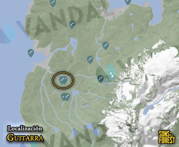 Sons of the Forest - Localización de la guitarra en el mapa