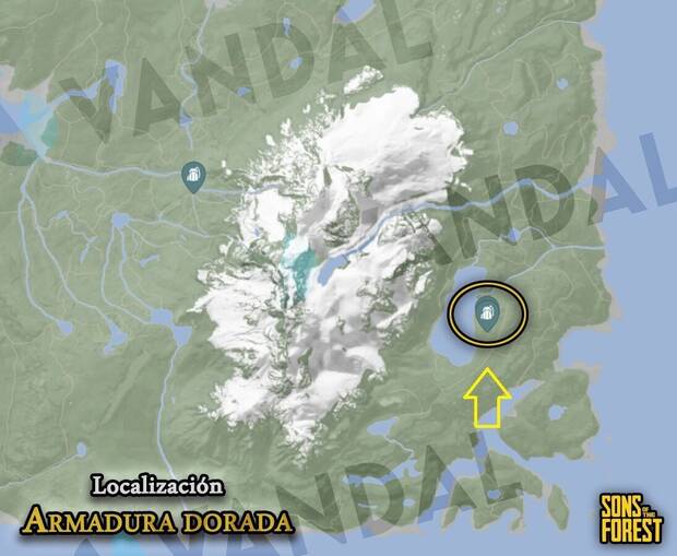 Sons of the Forest - Localización en el mapa de la armadura dorada
