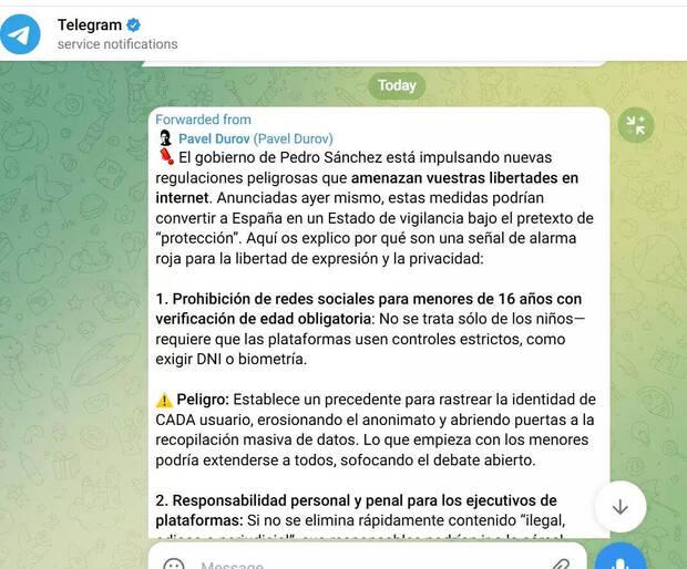Telegram y su mensaje