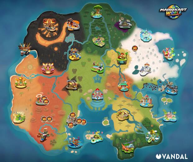 Mario Kart World - Todas las ubicaciones de comida turbo de tipo hamburguesas