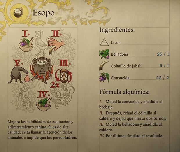 Kingdom Come: Deliverance 2 - Fórmula de la receta de alquimia Esopo