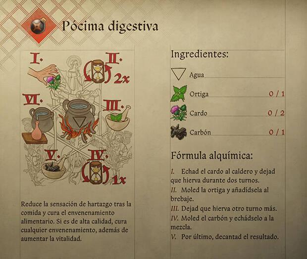 Kingdom Come: Deliverance 2 - Fórmula de la receta de alquimia Pócima digestiva