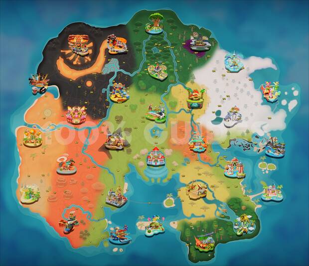 Mario Kart World - Mapa con las localizaciones de las 200 medallas de Peach