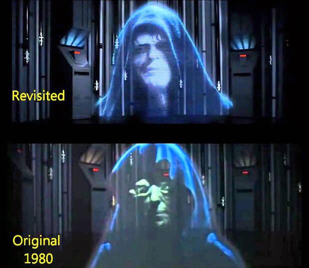 Star Wars - Comparativa del Palpatine original y el cambio digital del año 2004 con McDiarmid