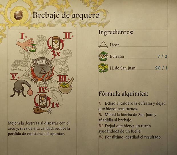 Kingdom Come: Deliverance 2 - Fórmula de la receta de alquimia Brebaje de arquero