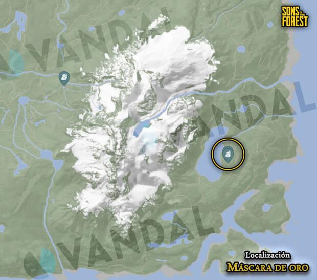 Sons of the Forest - Localización de la máscara de oro en el mapa