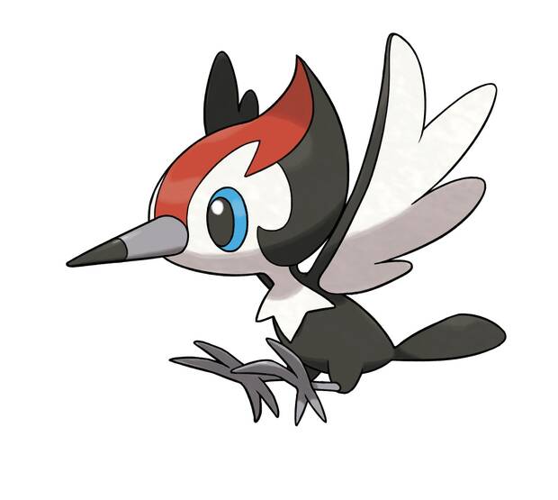 Pikipek es un Pokémon del tipo volador y normal, que guarda paralelismos en su aspecto con el pájaro carpintero y el colibrí.