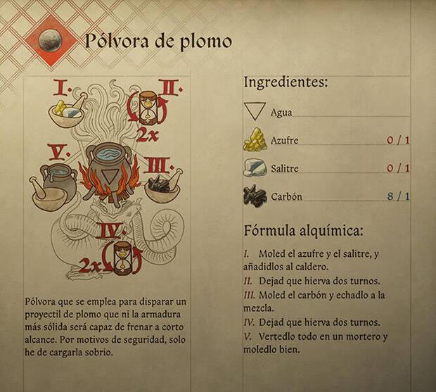 Kingdom Come: Deliverance 2 - Fórmula de la receta de alquimia Pólvora de plomo