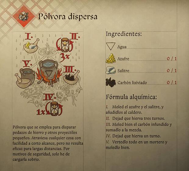 Kingdom Come: Deliverance 2 - Fórmula de la receta de alquimia Pólvora dispersa