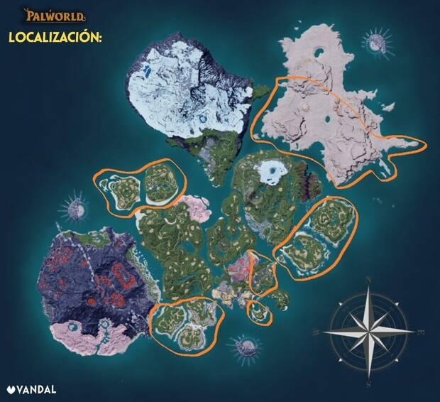 Palworld - Mapa con la localización del Pal Nitewing