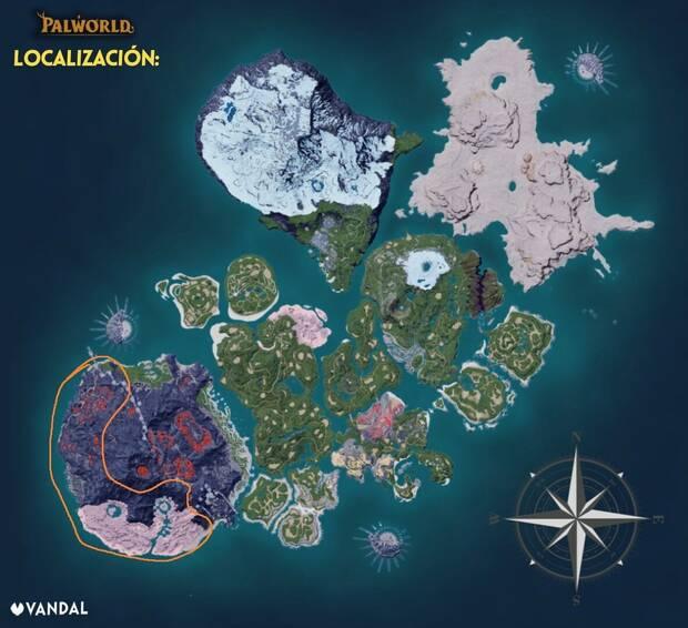 Palworld - Mapa con la localización del Pal Incineram