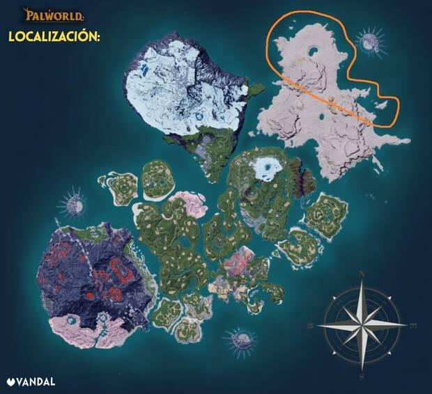 Palworld - Mapa con la localización del Pal Surfent Terra