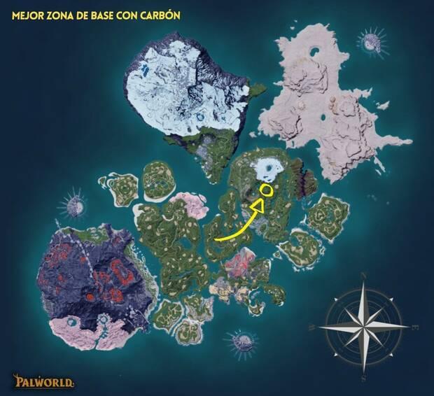 Palworld - La zona de base para conseguir carbón