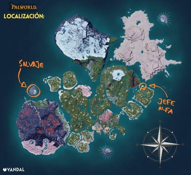 Palworld - Mapa con la localización del Pal Wumpo Botan