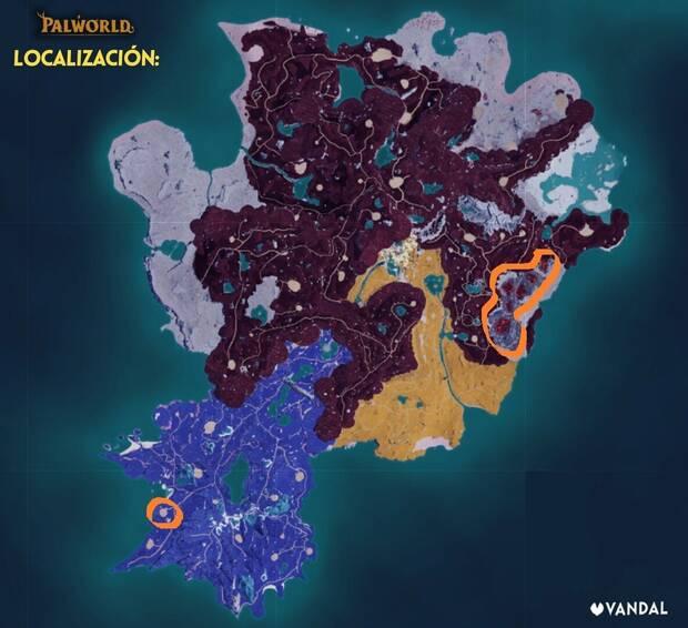 Palworld - Mapa con la localización del Pal Dazzi Noct