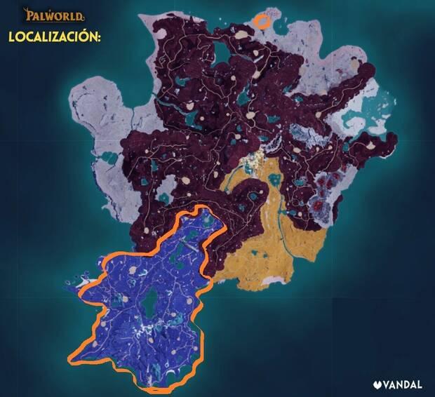 Palworld - Mapa con la localización del Pal Loupmoon Cryst