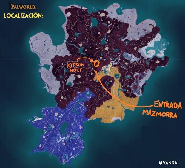 Palworld - Mapa con la localización del Pal Kitsun Noct