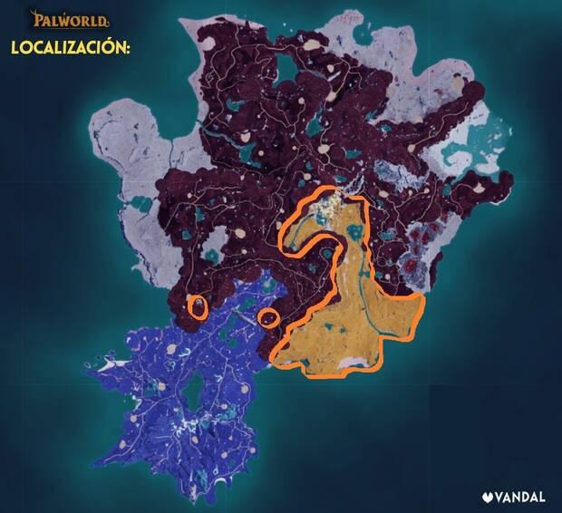 Palworld - Mapa con la localización del Pal Ribbuny Botan