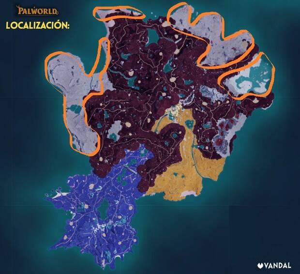 Palworld - Mapa con la localización del Pal Gildane