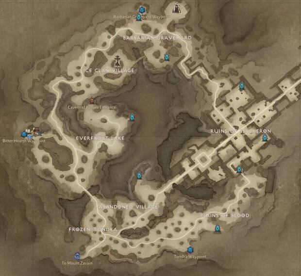 Diablo Immortal - Localización de guaridas ocultas de Tundra helada