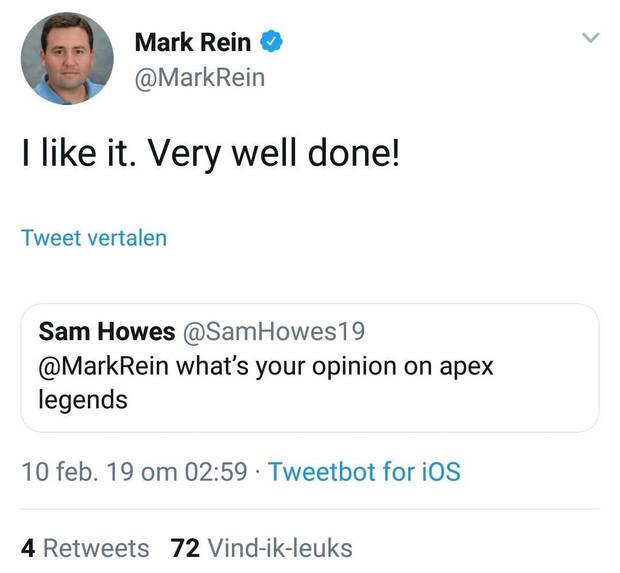 Mark Rein de Epic felicita al equipo de Apex Legends y borra el mensaje Imagen 2