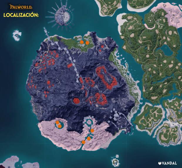 Palworld - Mapa con la localizaci�n del Pal Fuack Ignis