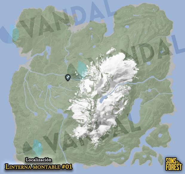 Sons of the Forest - Localización en el mapa del accesorio de arma Linterna montable #01