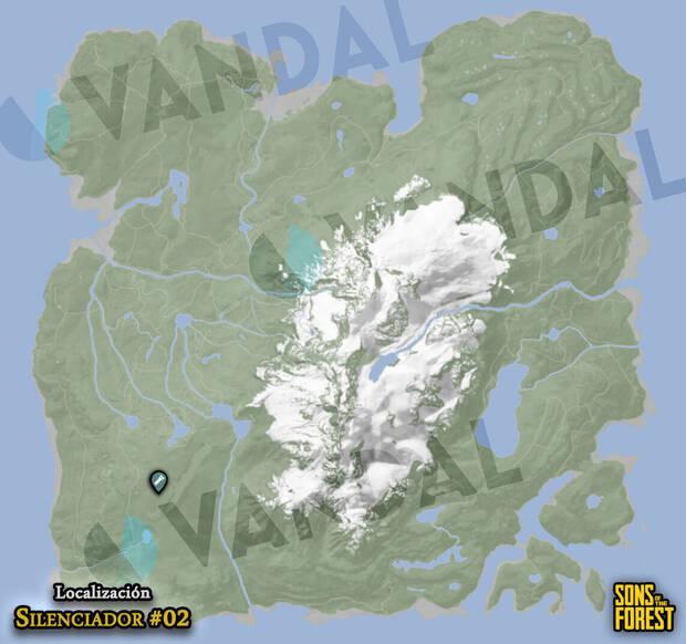 Sons of the Forest - Localización en el mapa del accesorio de arma Silenciador #02