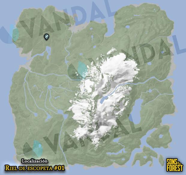 Sons of the Forest - Localización en el mapa del accesorio de arma Riel de escopeta #01