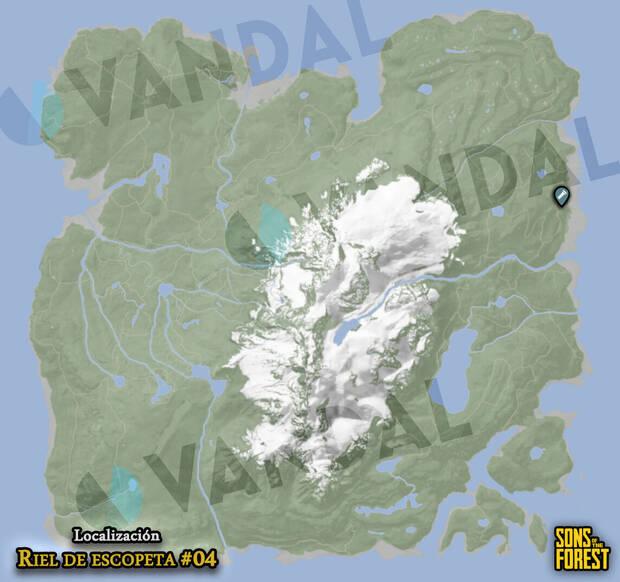 Sons of the Forest - Localización en el mapa del accesorio de arma Riel de escopeta #04