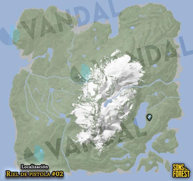 Sons of the Forest - Localización en el mapa del accesorio de arma Riel de pistola #02