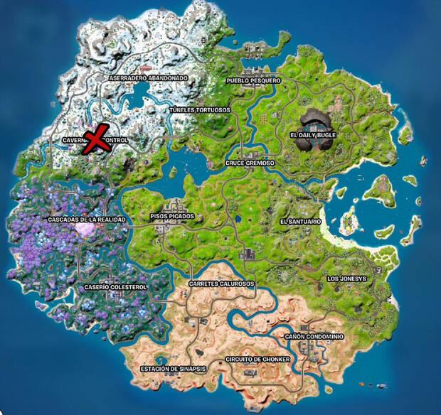 Fortnite Battle Royale - Personajes: ubicación de Críptico en Caverna Descontrol