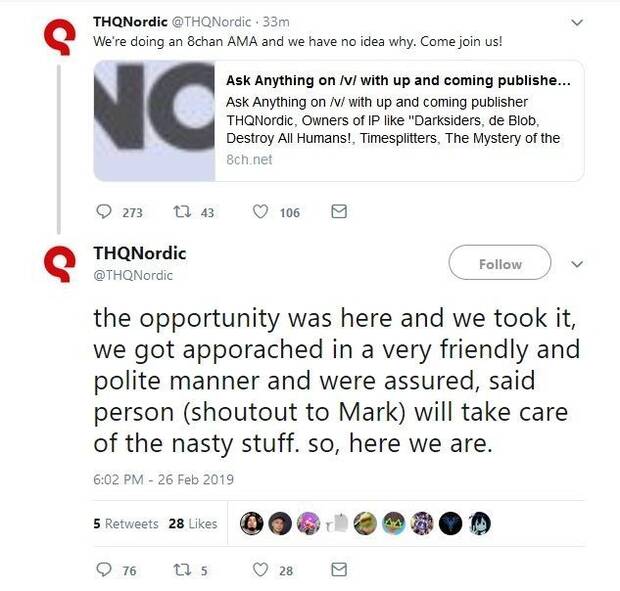 THQ Nordic celebra un AMA en el pol�mico 8chan y pide perd�n Imagen 2