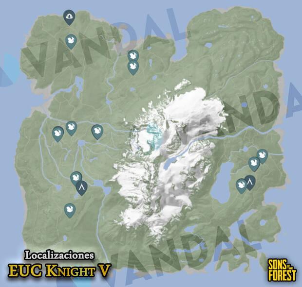 Sons of the Forest - Mapa con las localizaciones del EUC Knight V