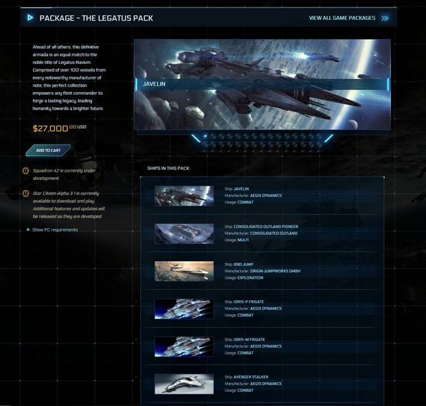 Star Citizen ofrece un nuevo pack de naves por valor de 27.000 dlares Imagen 2