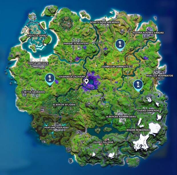 Fortnite - Visita los lugares favoritos de Acero Agrario: ubicación de Palito de pescado, El pozo de pizza y Hamburrrguesa