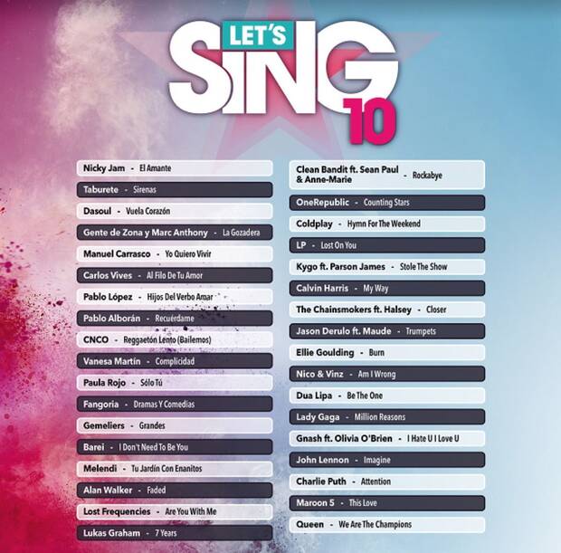 Let's Sing 10 revela cartula, su listado de artistas y canciones Imagen 2