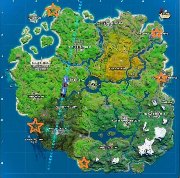 Fortnite Battle Royale - Ubicación de las llaves inglesas doradas