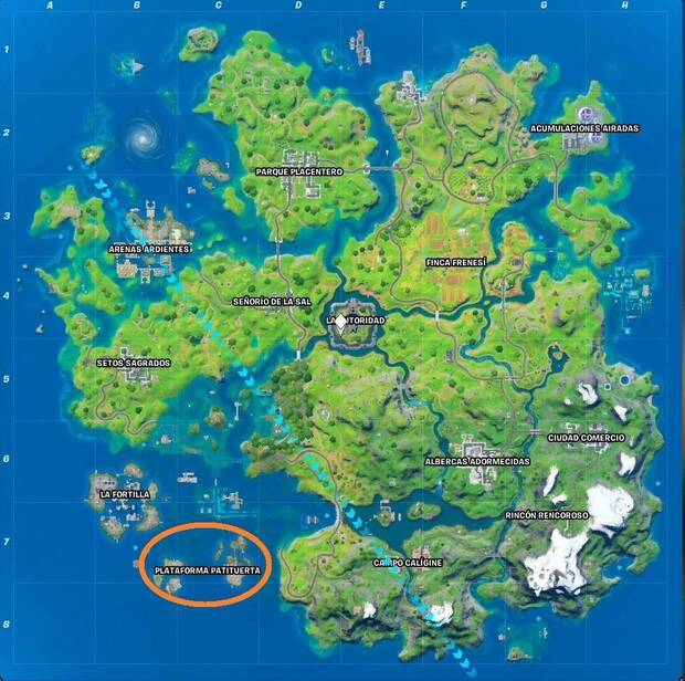 Fortnite Battle Royale - Ubicación de Plataforma Patituerta